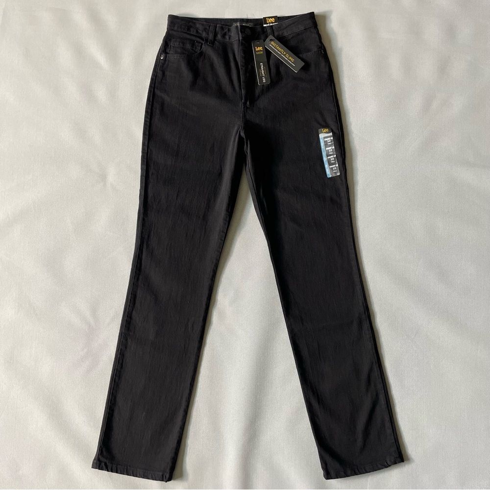 LEE Relaxed Fit Straight Leg High Rise Slimming Denim Jeans NWT Women’s 10Tall